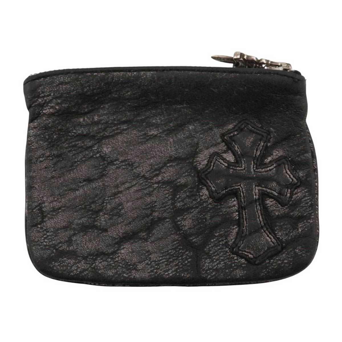 クロムハーツ クロスパッチ ダガージップ コインケース レザー シルバー ユニセックス ブラック CHROME HEARTS アパレル 小物