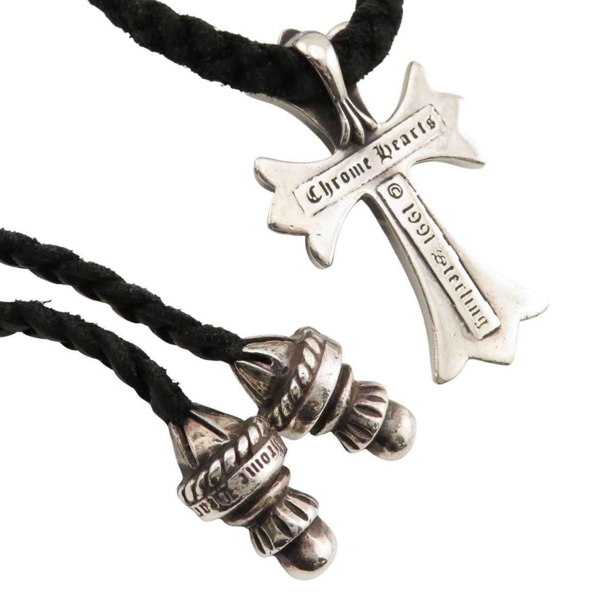 クロムハーツ スモール CH クロス レザーブレード ネックレス Stirling