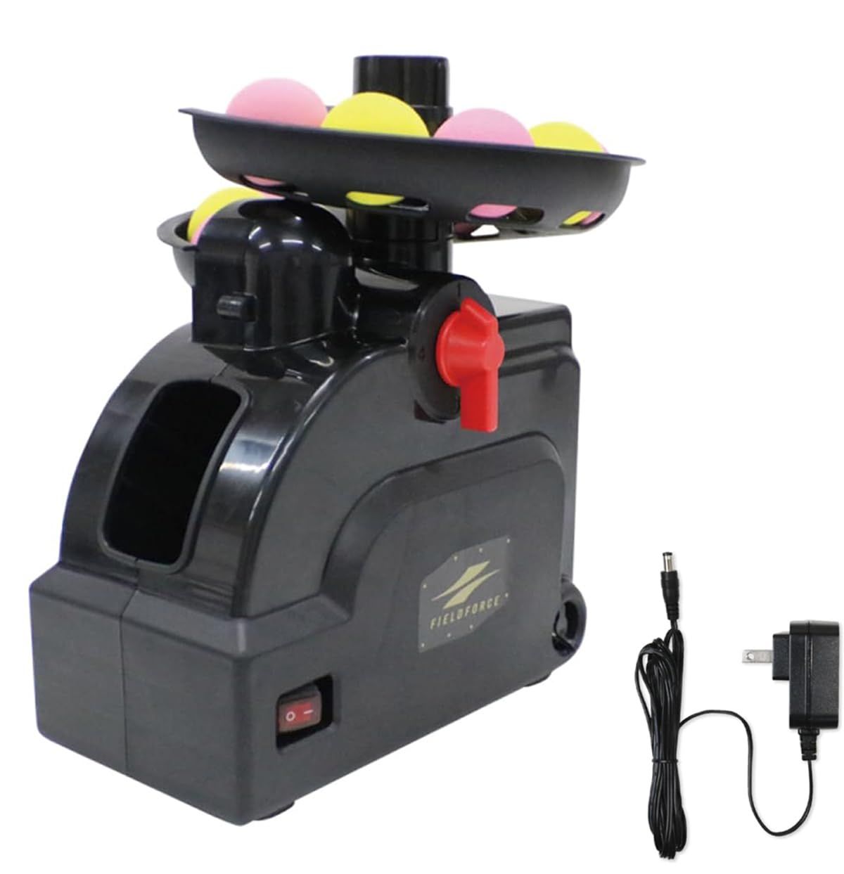 フィールドフォース トスマシン ACアダプタ ミートボール10個付き FTM-401 FACAD-101 4段階角度調整 FIELDFORCE 野球 山なりトス発射 室内トレーニング