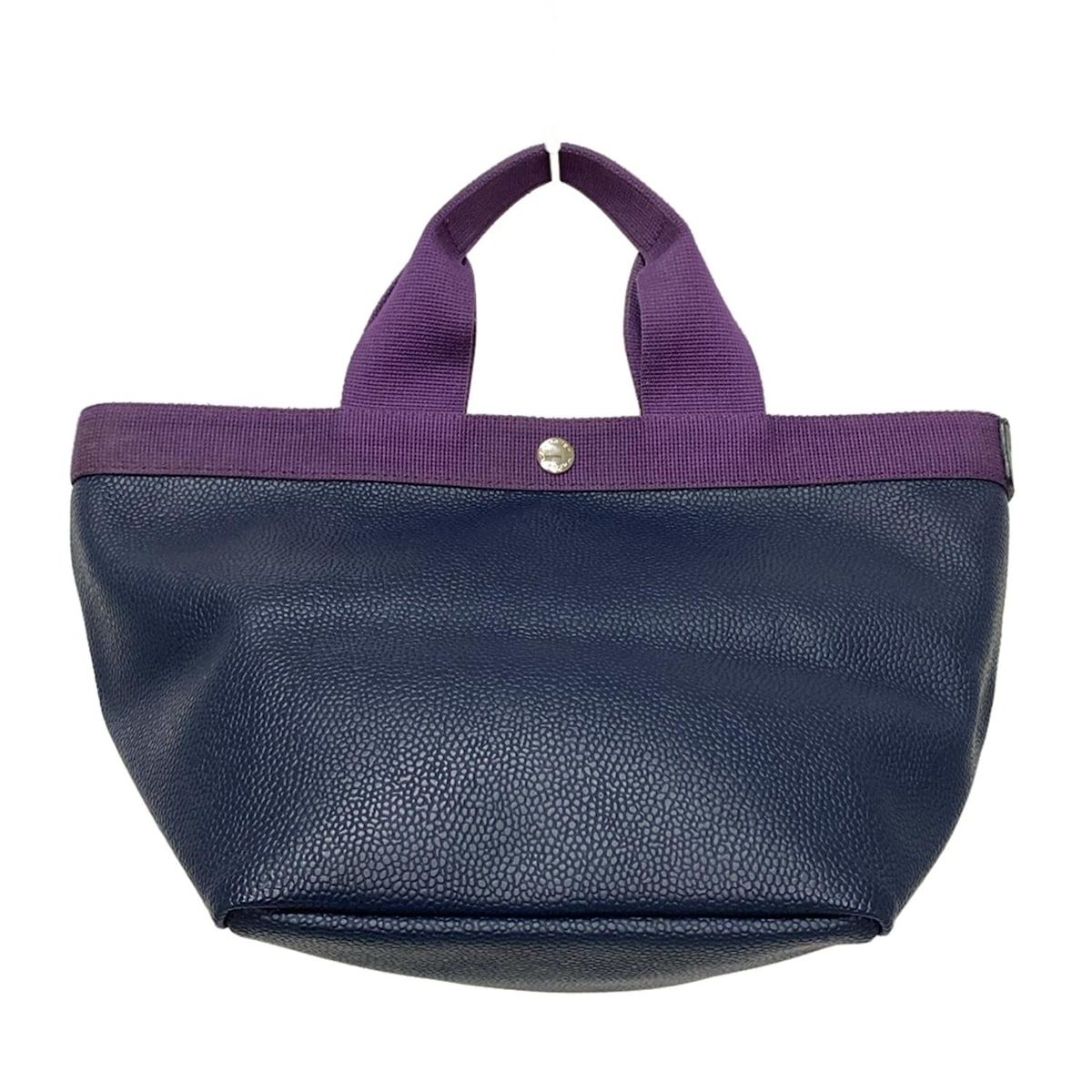 Herve Chapelier エルベシャプリエ トートバッグ リュクス舟型トートM ダークネイビー パープル GPライン