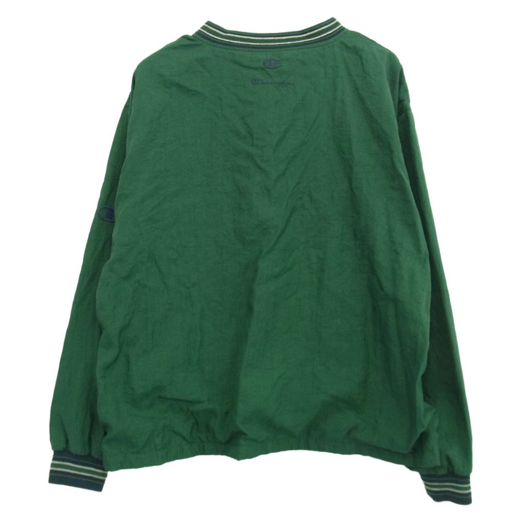 Champion チャンピオン 90 s 00s V NECK ロゴ 刺繍 プルオーバー ナイロン ジャケット アノラック グリーン XL グリーン系 XL