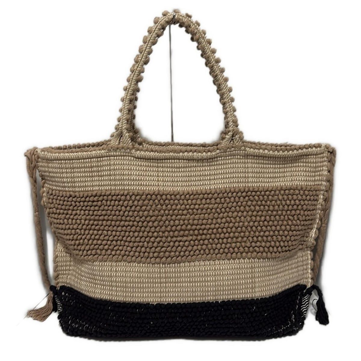 Antonello アントネッロ トートバッグ - ベージュ×黒×白 コットン