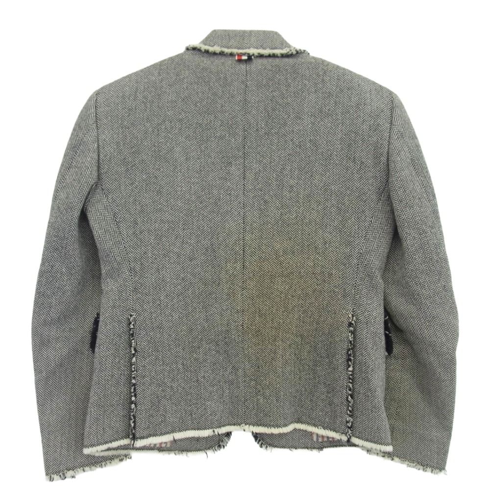 THOM BROWNE トムブラウン フリンジ ツイード ブレザー ジャケット ブラック系 オフホワイト系 00