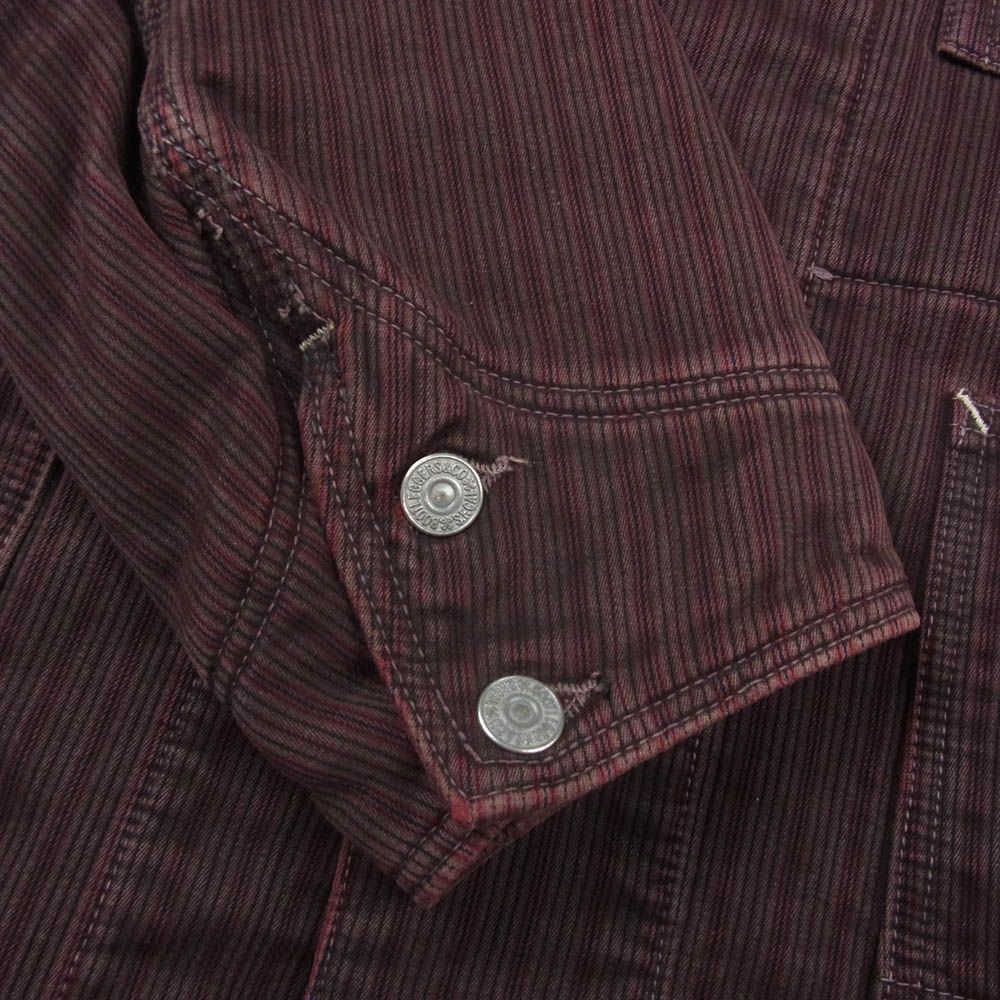 BOOTLEGGERS ブートレガーズ 襟コーデュロイ ストライプ ジップアップ ワークジャケット ワインレッド系 M KANDAIZUMI_COM