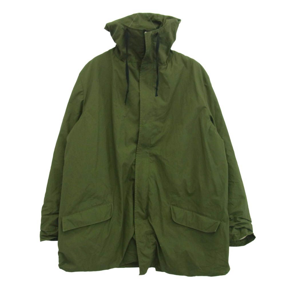 Paul Harnden ポールハーデン 英国製 COTTON M Parka ダブルジップアップ フーデッド ジャケット カーキ系 XL