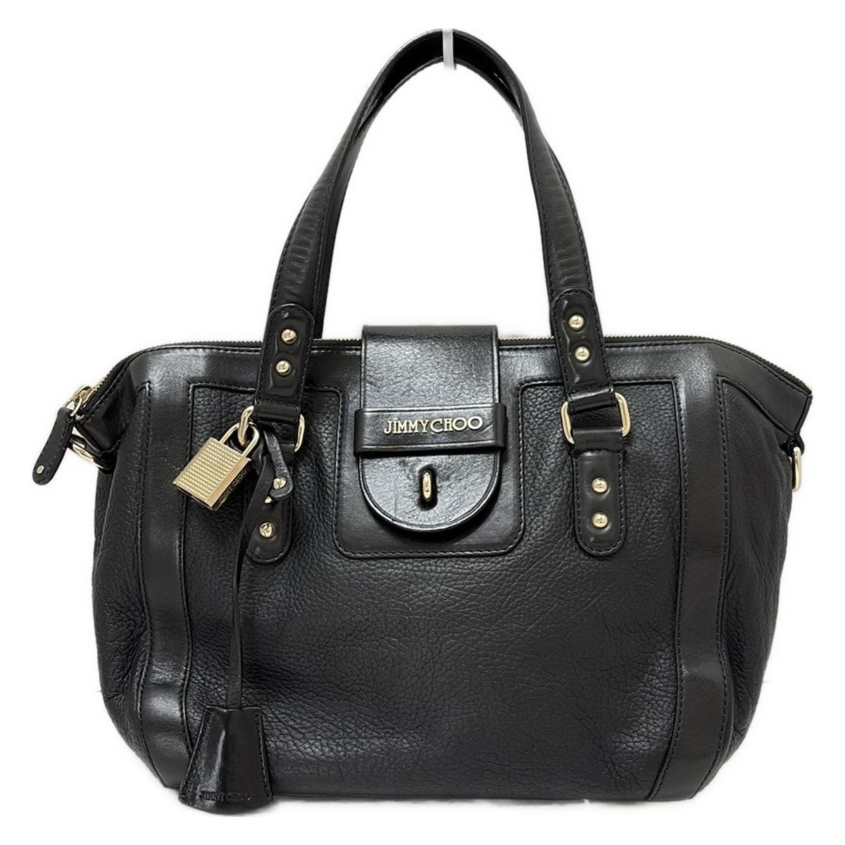 JIMMY CHOO ジミーチュウ ハンドバッグ - 黒 ホログラムシールあり レザー