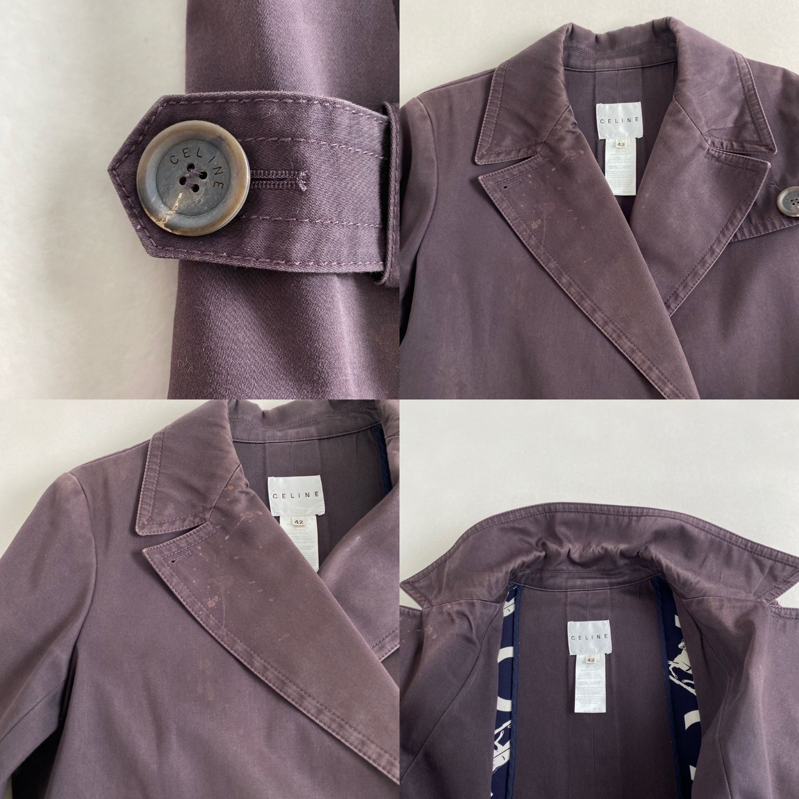 セリーヌ トレンチコート ベルト付き 裏地総柄 ブラウン 42 L XL相当 CELINE GULLKHAN_COM