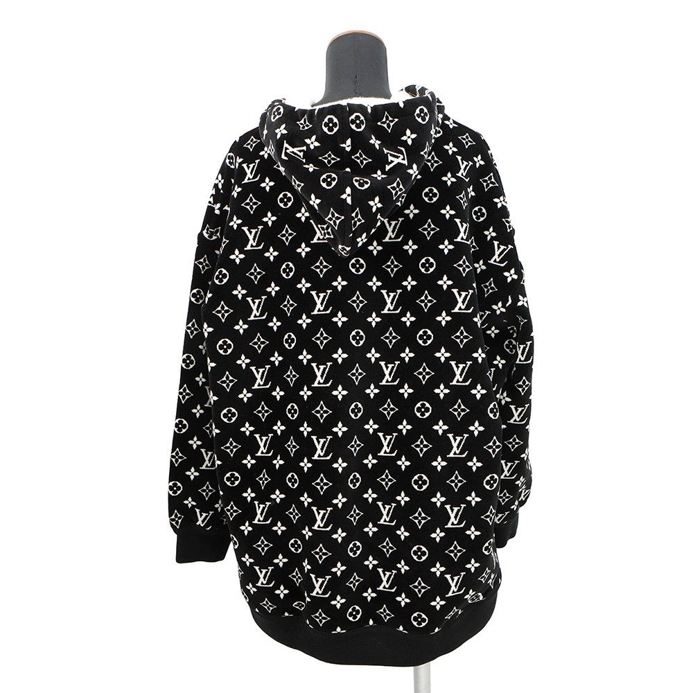 ルイヴィトン パーカー モノグラム ベロア コットン レディースXL LOUIS VUITTON ヴィトン 黒
