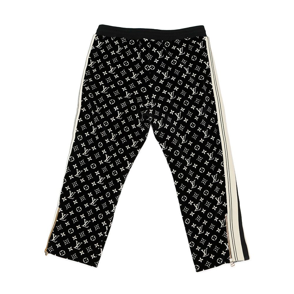 ルイヴィトン ボトムス モノグラム ベロアパンツ コットン レディースサイズXL LOUIS VUITTON ヴィトン 黒