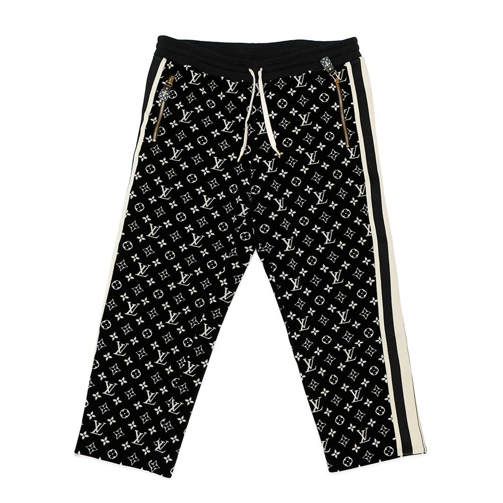 ルイヴィトン ボトムス モノグラム ベロアパンツ コットン レディースサイズXL LOUIS VUITTON ヴィトン 黒