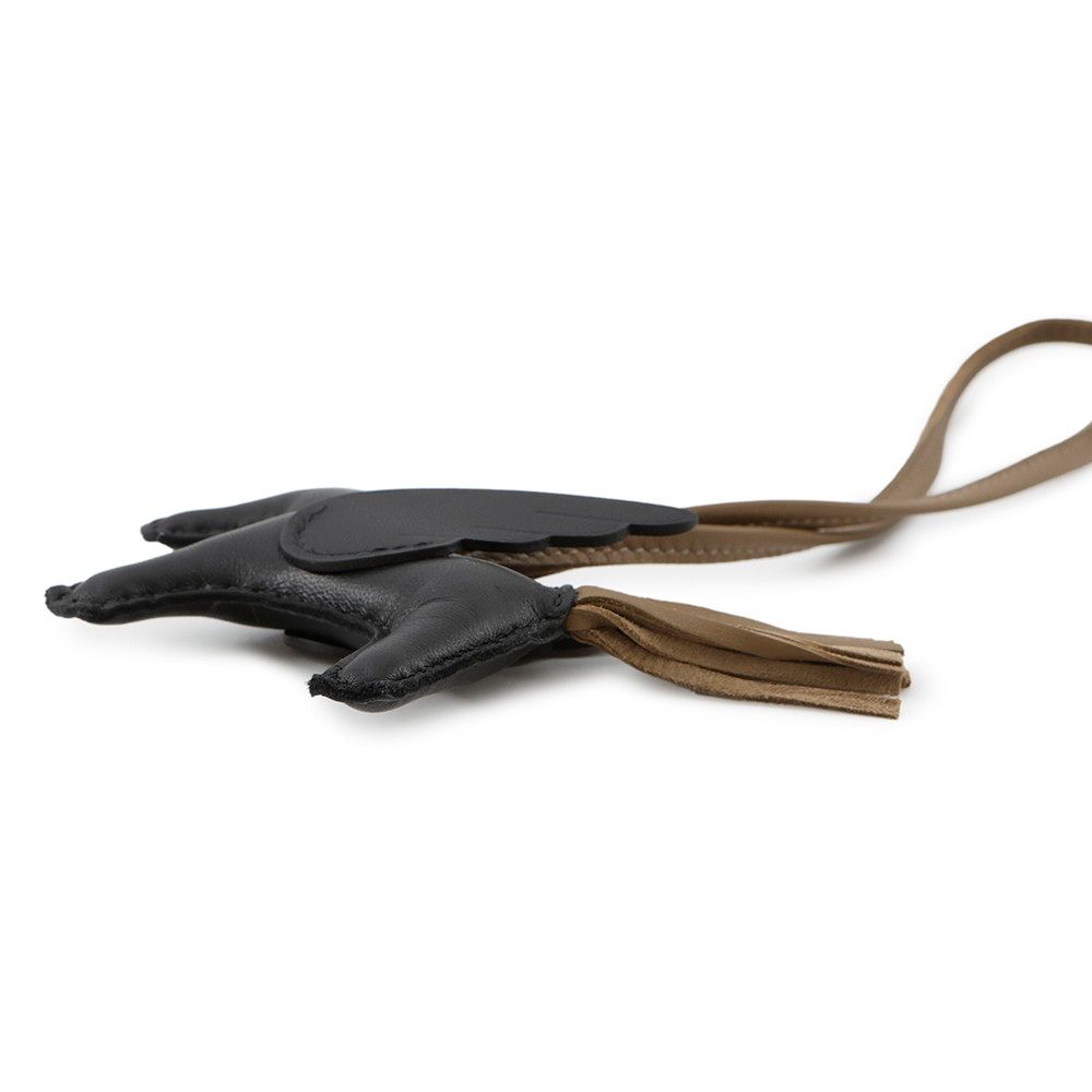 エルメス バッグチャーム ロデオPM ペガサス ブラック エトゥープ ラムスキン W刻印 黒