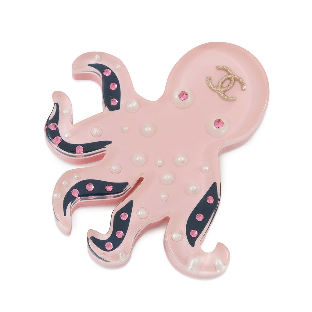 シャネル ブローチ ココマーク タコモチーフ プラスチック フェイクパール ラインストーン 18 A CHANEL