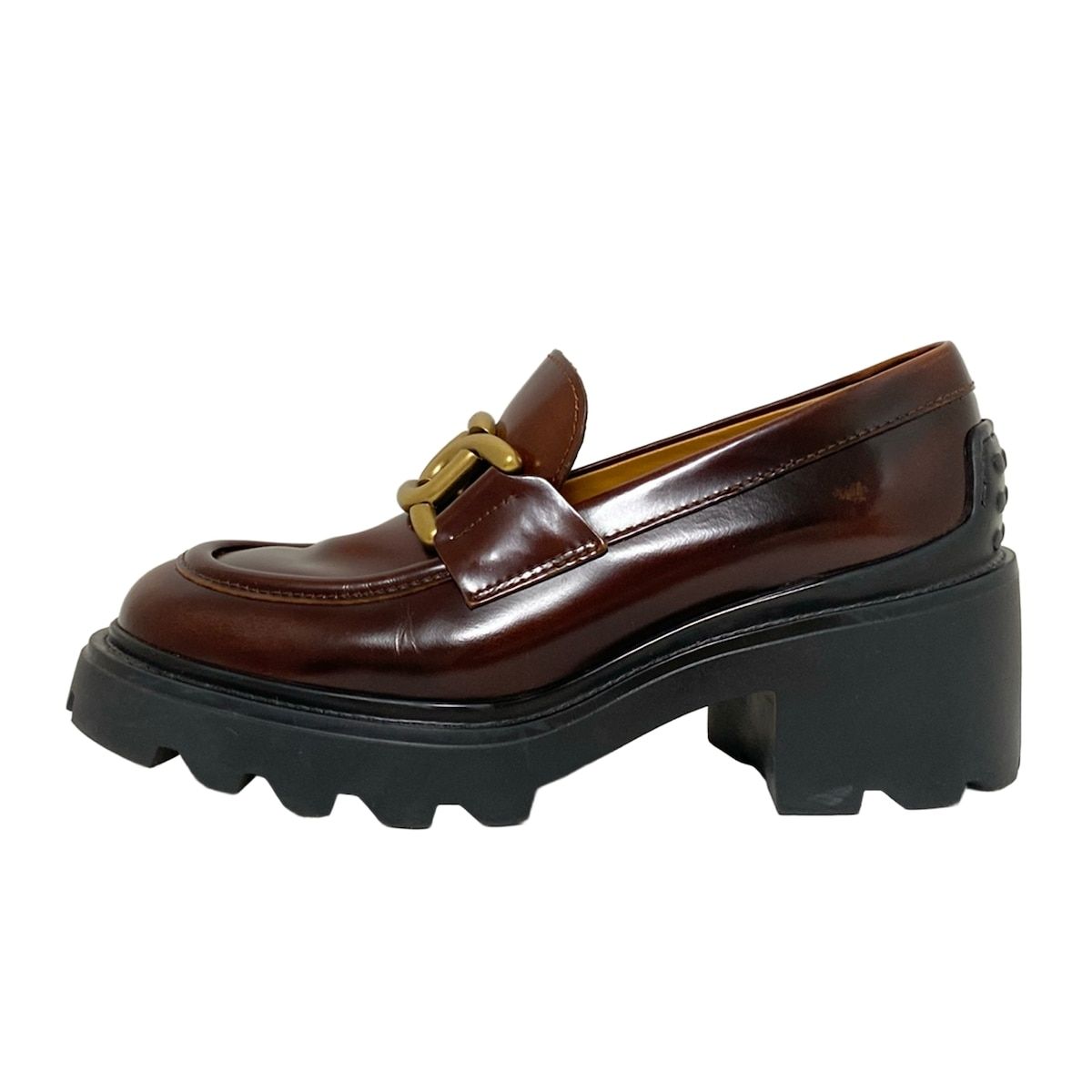 TOD'S(トッズ) ローファー 35 レディース - ダークブラウン×ゴールド