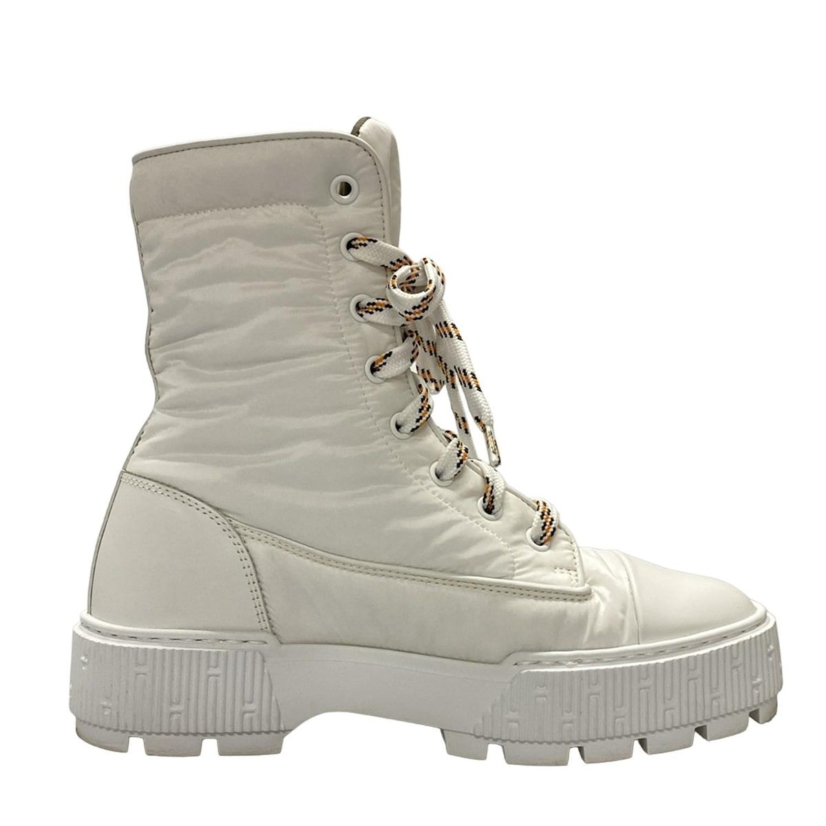 HERMES エルメス ショートブーツ 35 1 2 レディース フレッシュ 白 レースアップ レザー