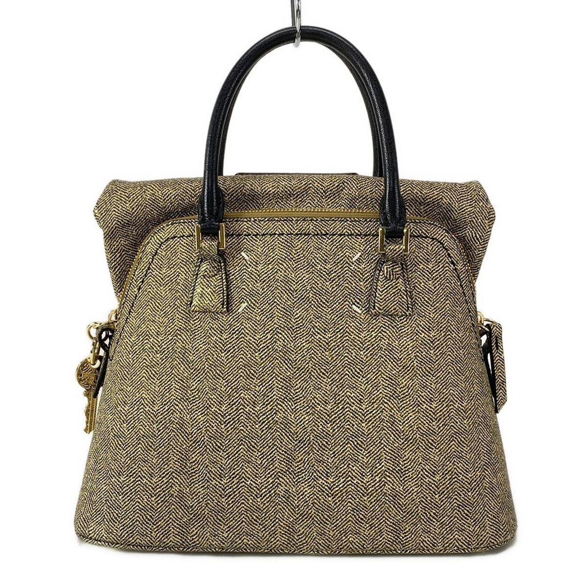  Maison Margiela メゾンマルジェラ ハンドバッグ 5 AC ミニ ベージュ×ゴールド×黒 レザー ハンドバッグ バッグ