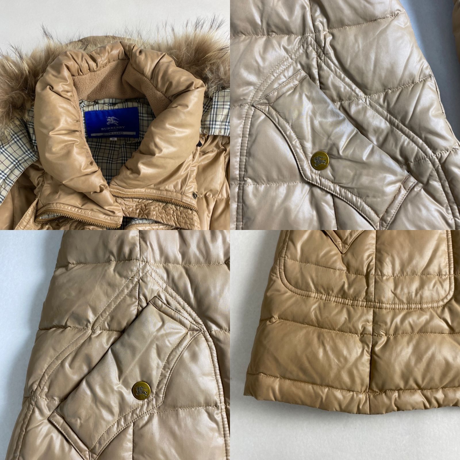 セール中 バーバリーブルーレーベル ダウンコート 2way ファー ノバ
