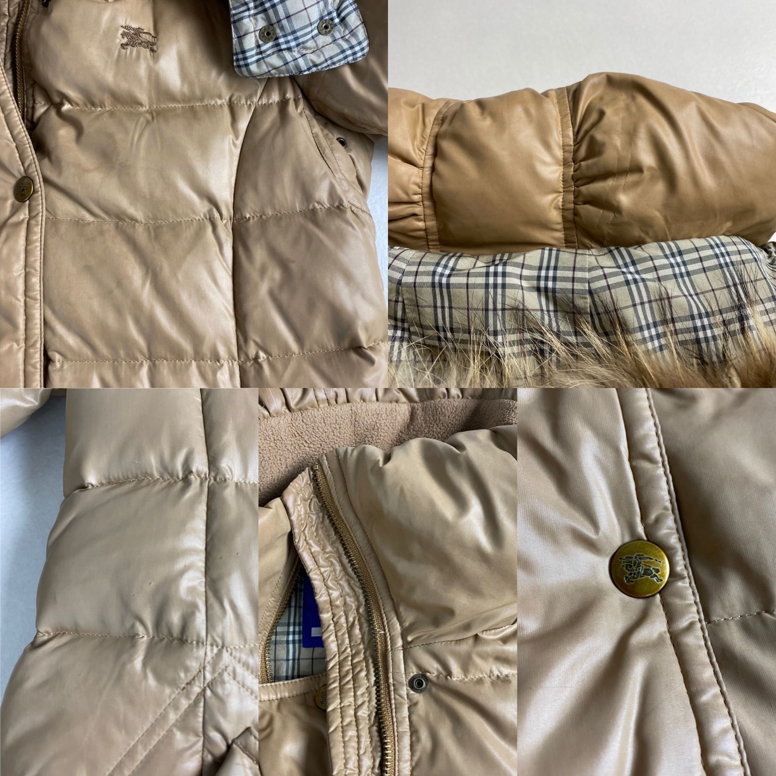 バーバリーブルーレーベル ダウンコート 2way ファー ノバチェック