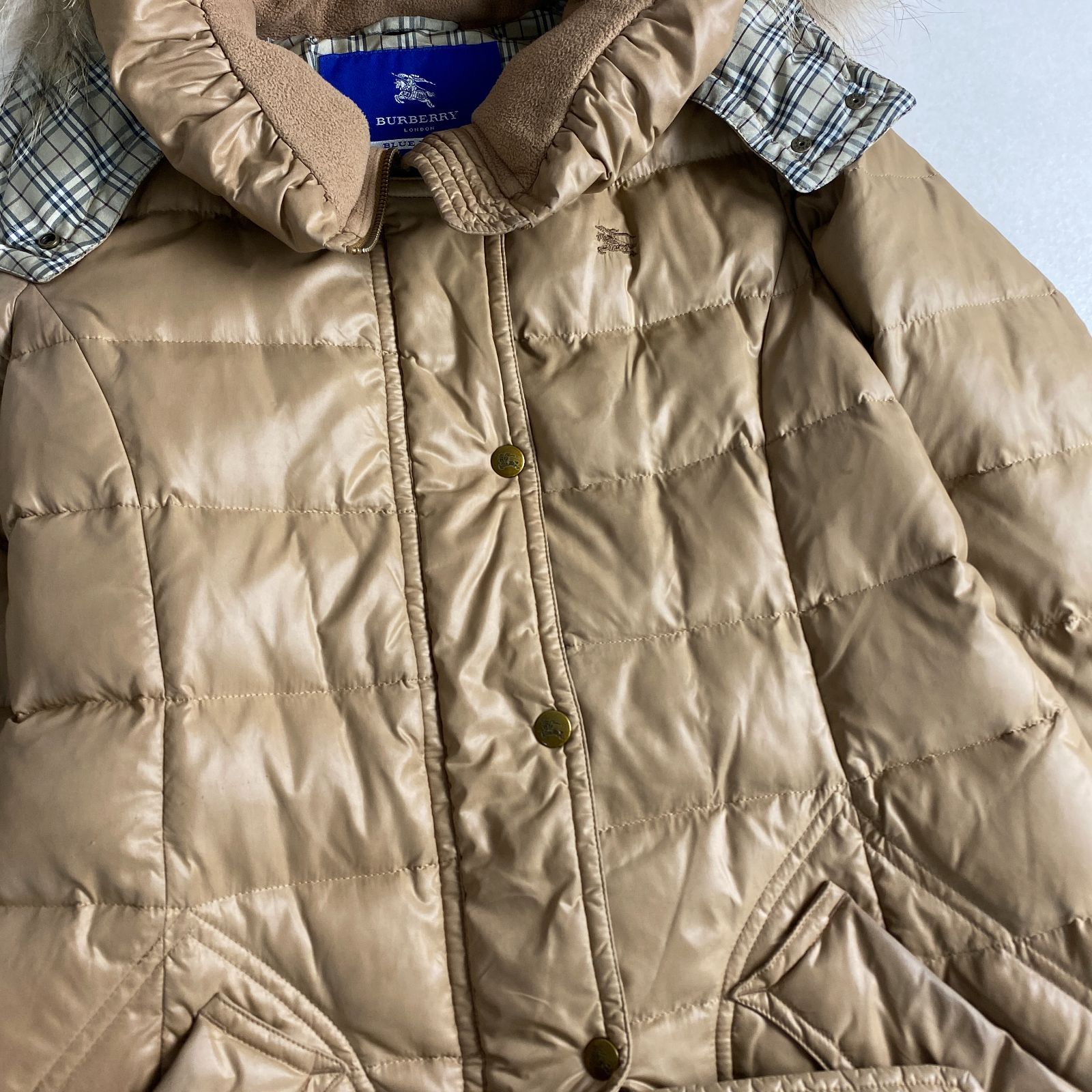 バーバリーブルーレーベル ダウンコート 2way ファー ノバチェック