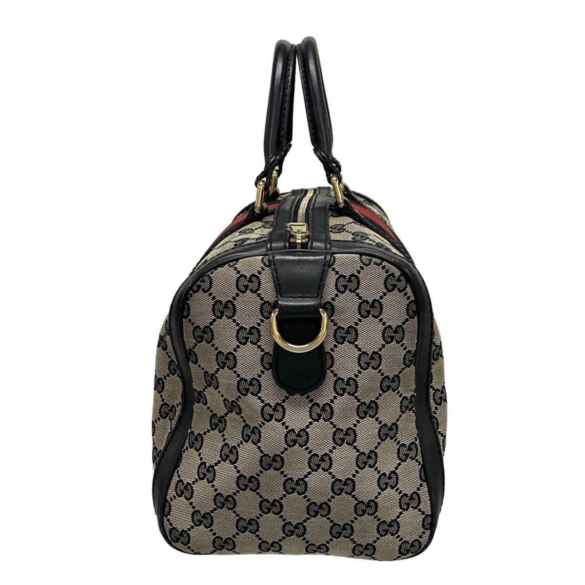 GUCCI グッチ ハンドバッグ GG柄 247205 アイボリー×ネイビー×レッド ミニボストン レザー