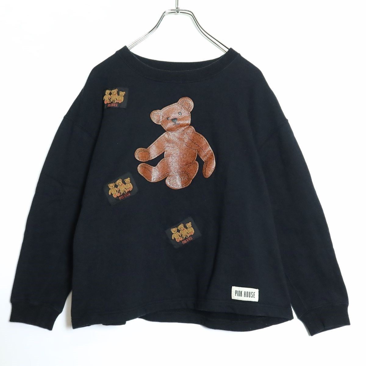 ピンクハウス☆2024年製！くまワッペン♪長袖トレーナー スウェット 黒