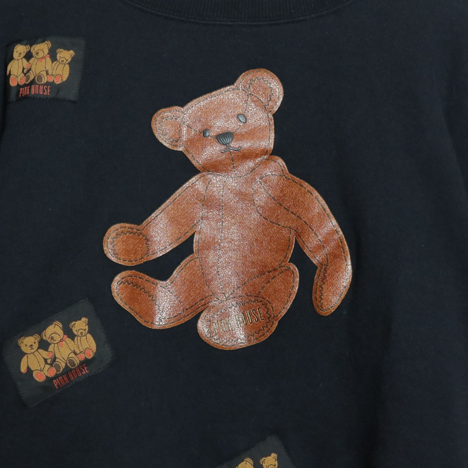 ピンクハウス☆2024年製！くまワッペン♪長袖トレーナー スウェット 黒