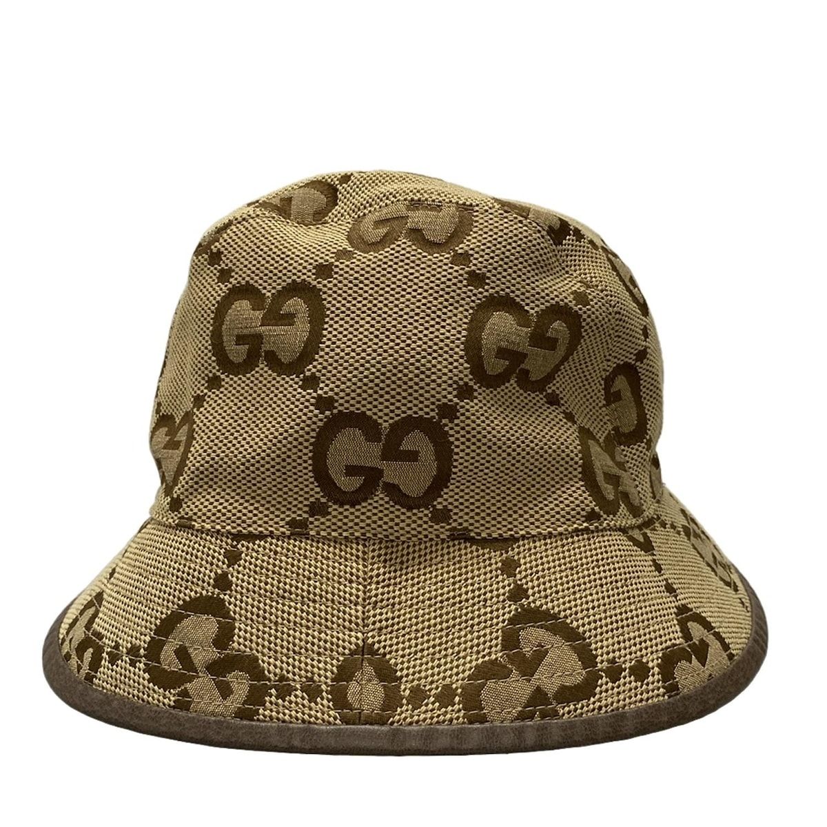 GUCCI グッチ ハット M 57cm ジャンボGG 681256 キャメル×エボニー レザー