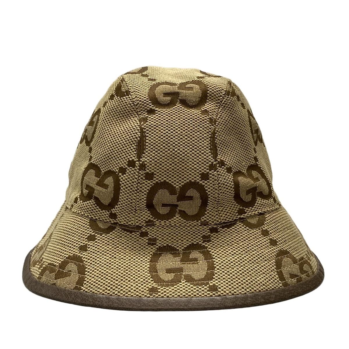 GUCCI グッチ ハット M 57cm ジャンボGG 681256 キャメル×エボニー レザー