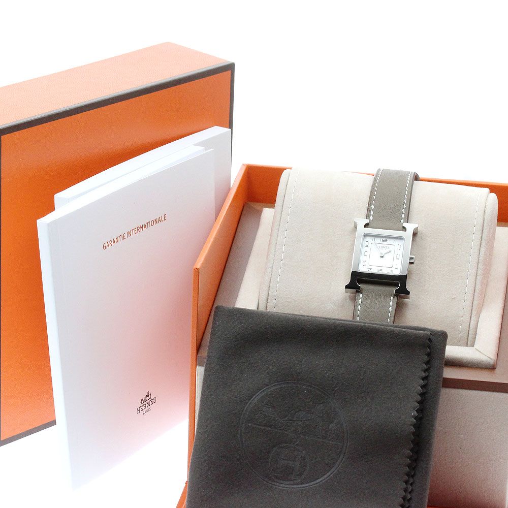 エルメス HERMES HH1.210 Hウォッチ クォーツ レディース 内箱 保証書付き_916851