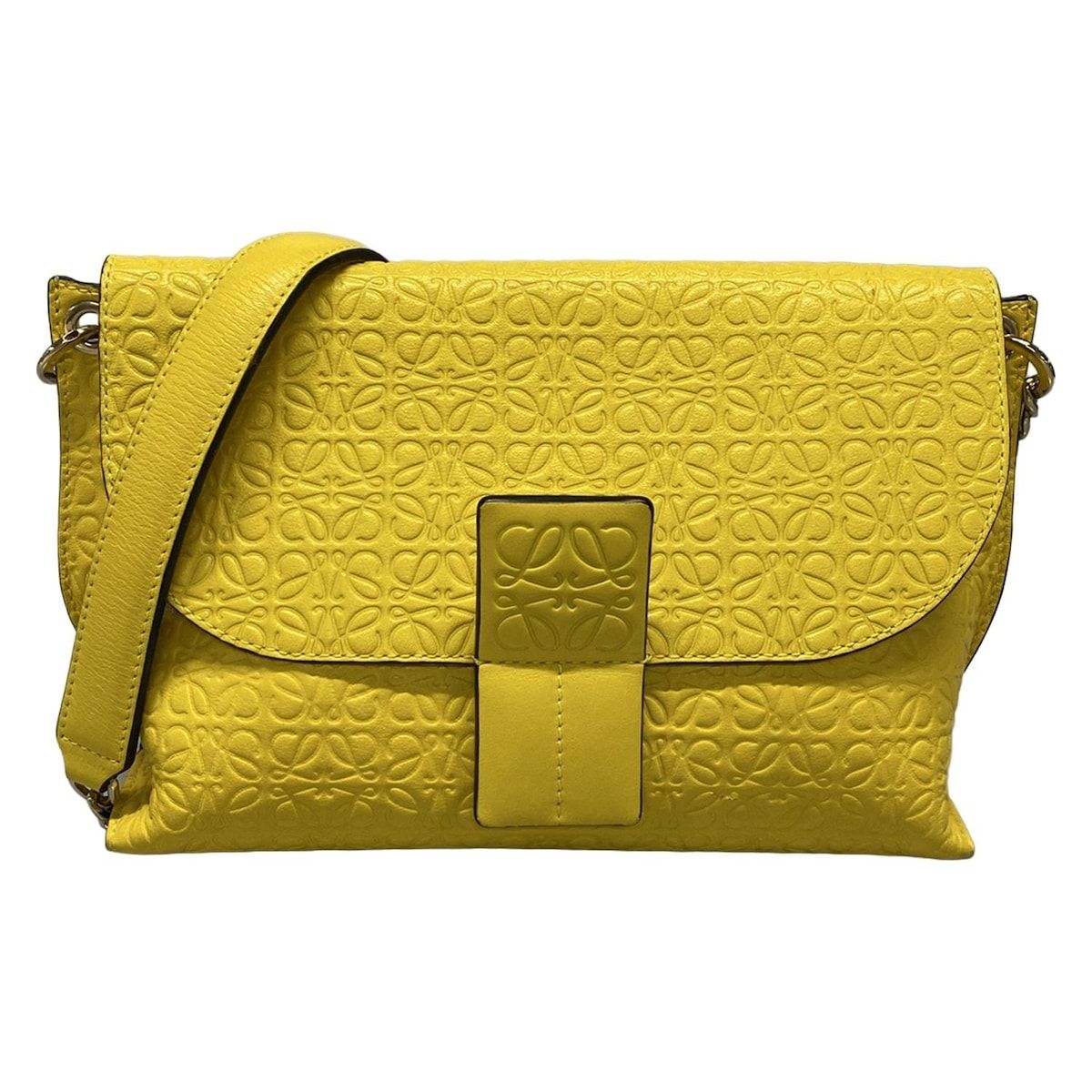 LOEWE ロエベ ショルダーバッグ アベニュー リピートアナグラム イエロー チェーンショルダー レザー