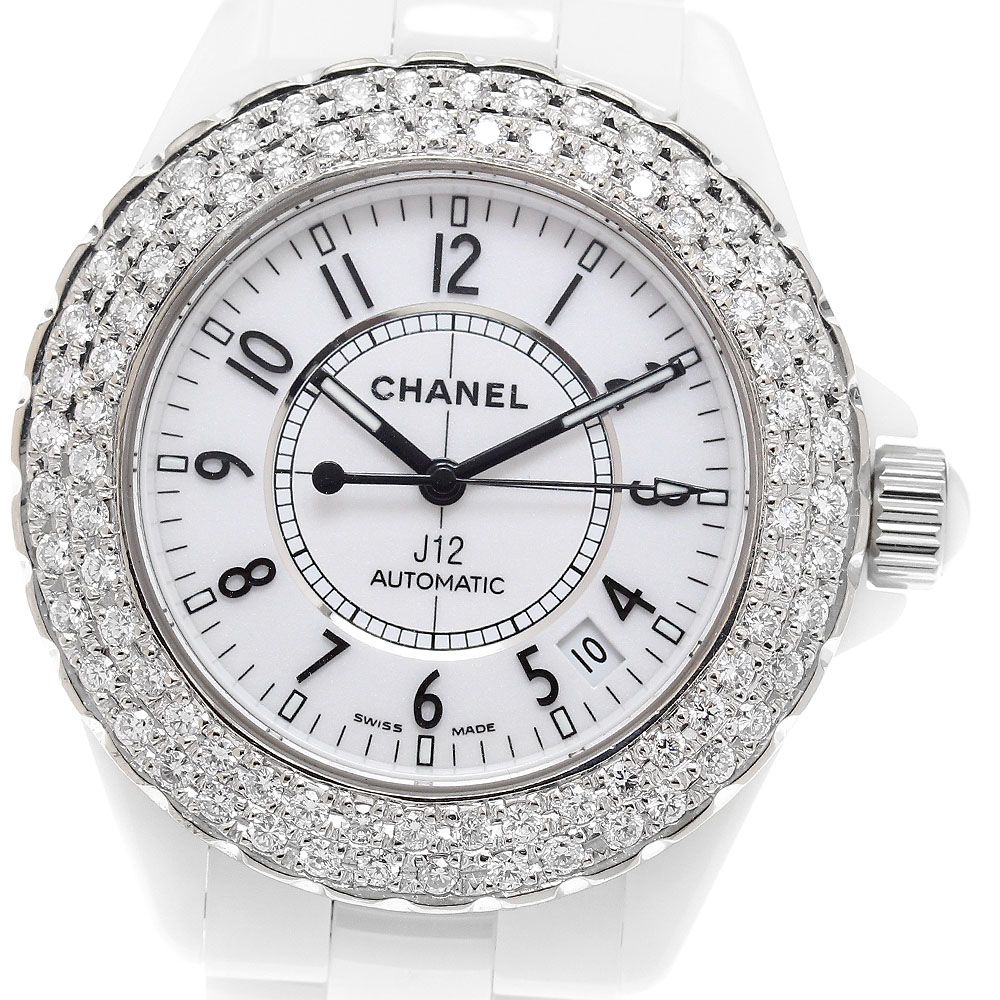 シャネル CHANEL H0970 J12 白セラミック アフターダイヤベゼル 自動巻き メンズ_908394