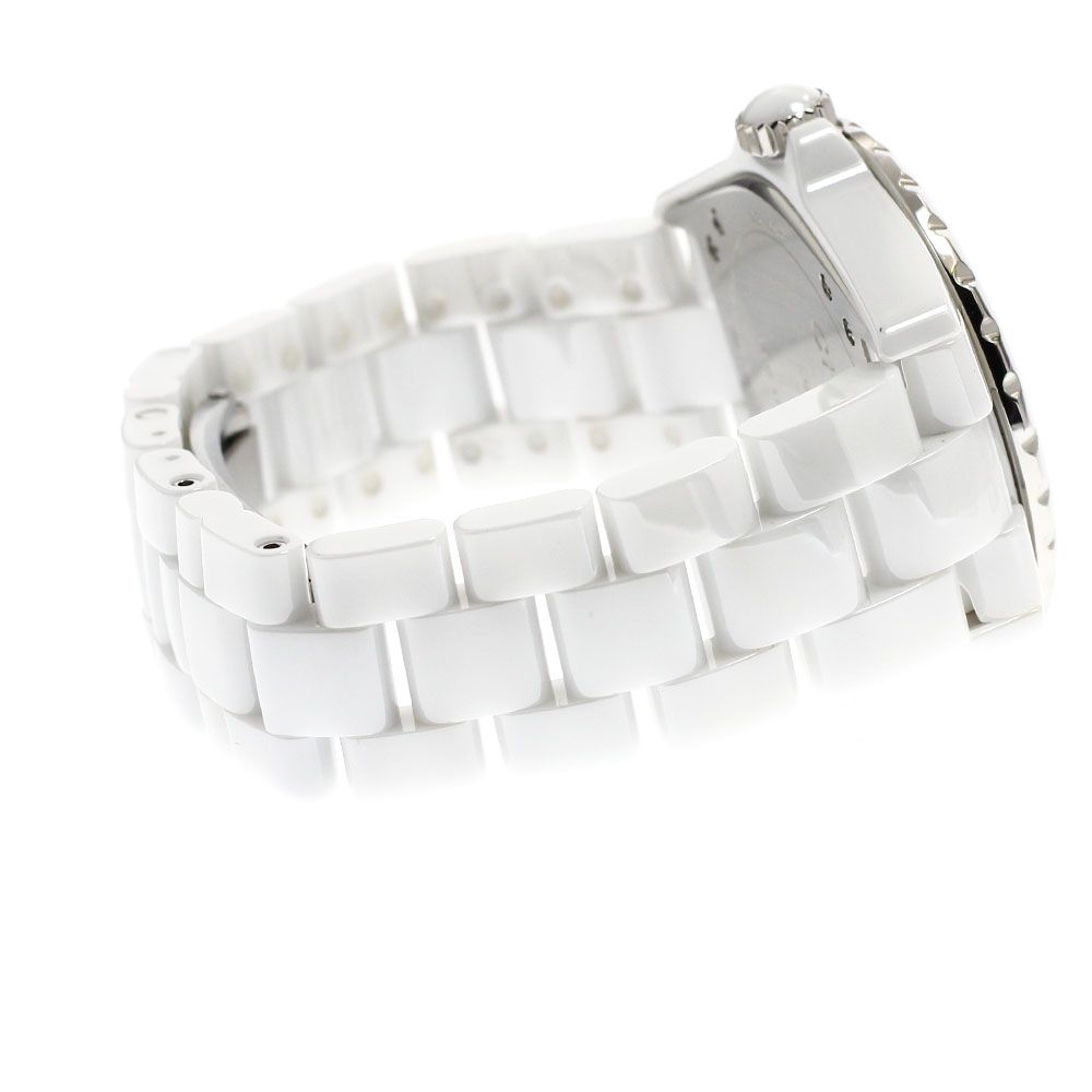 シャネル CHANEL H 4345 J 12 白セラミック 11 Pダイヤ デイト 自動巻き ボーイズ 保証書付き_915899
