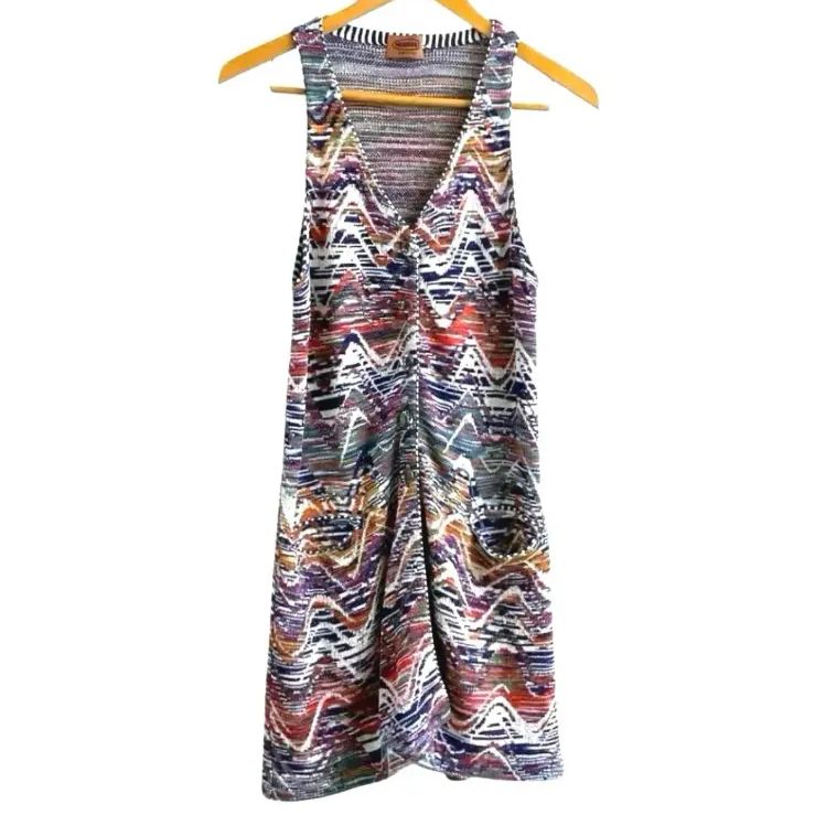 美品★ミッソーニ 最高級 ノースリーブ ロングベスト ジレ サマーニット 44 MISSONI ミッソーニ ノースリーブ ロング ニット ベスト 44 - メルカリ