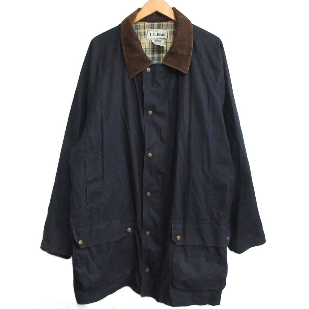 エルエルビーン L.L.BEAN 80s ヴィンテージ ハンティングジャケット カバーオール コーズ襟 裏地チェック 紺 ネイビー XL