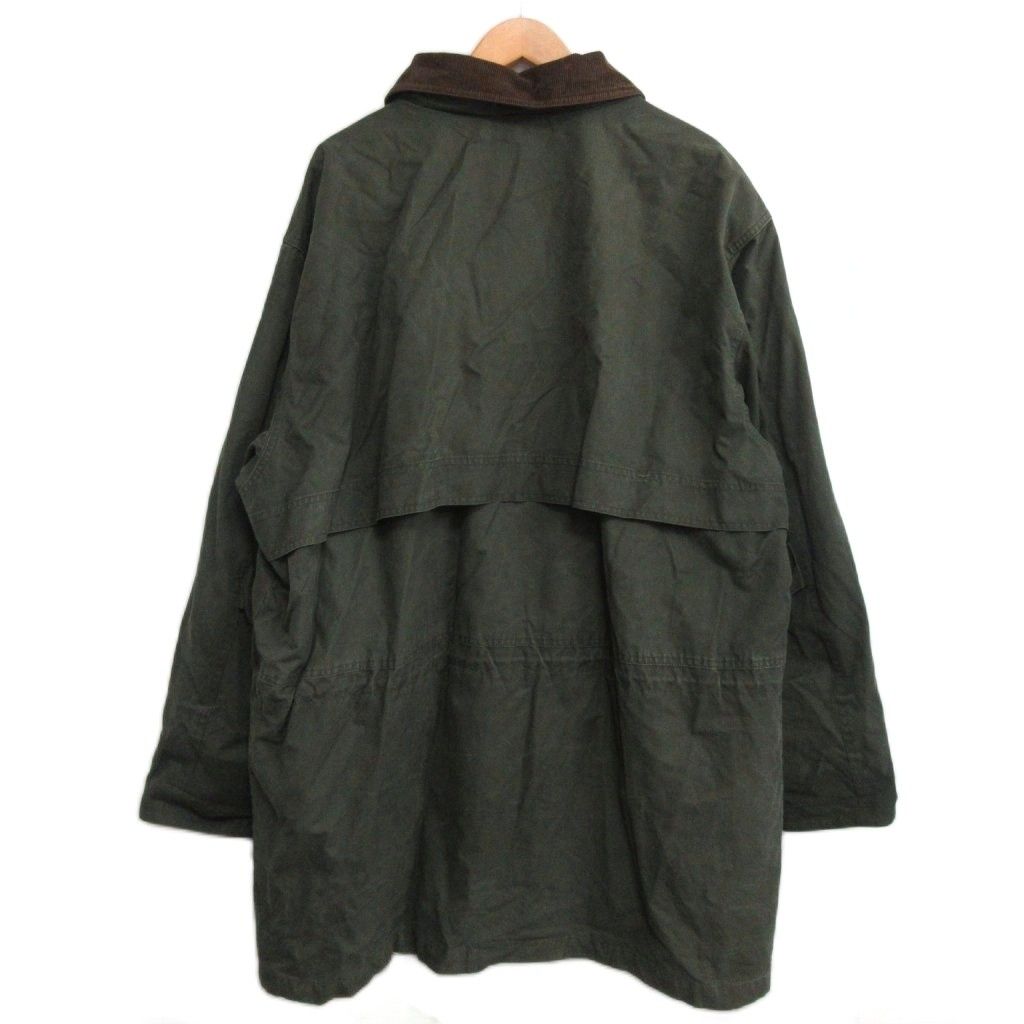 エルエルビーン L BEAN 80 s ヴィンテージ オイルドジャケット ワックスコットン フィールドコート コーズ襟 チェック裏地 カーキ XL
