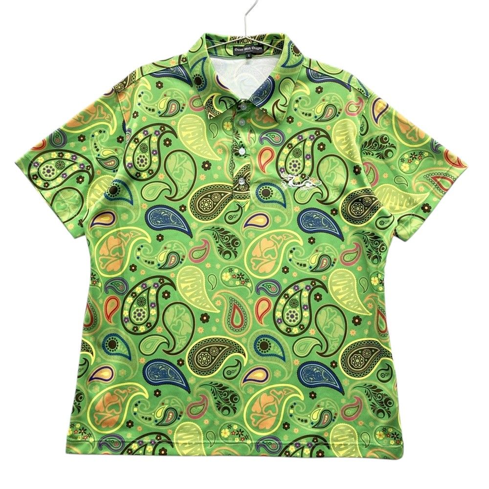 サイズ 4 DANCE WITH DRAGON ダンスウィズドラゴン 半袖ポロシャツ ペイズリー 総柄 グリーン系 240101514541 ゴルフウェア メンズ ストスト