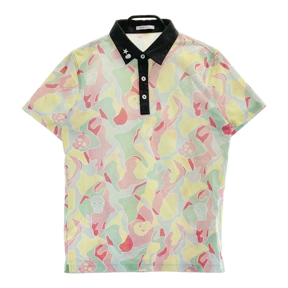 サイズ 46 MARK-LONA マークアンドロナ 半袖ポロシャツ マルチ 総柄 グリーン系 240101544367 ゴルフウェア メンズ ストスト