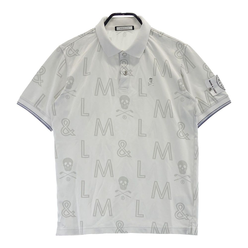 サイズ 46 MARK-LONA マークアンドロナ 半袖ポロシャツ ロゴ総柄 グレー系 240101544371 ゴルフウェア メンズ ストスト