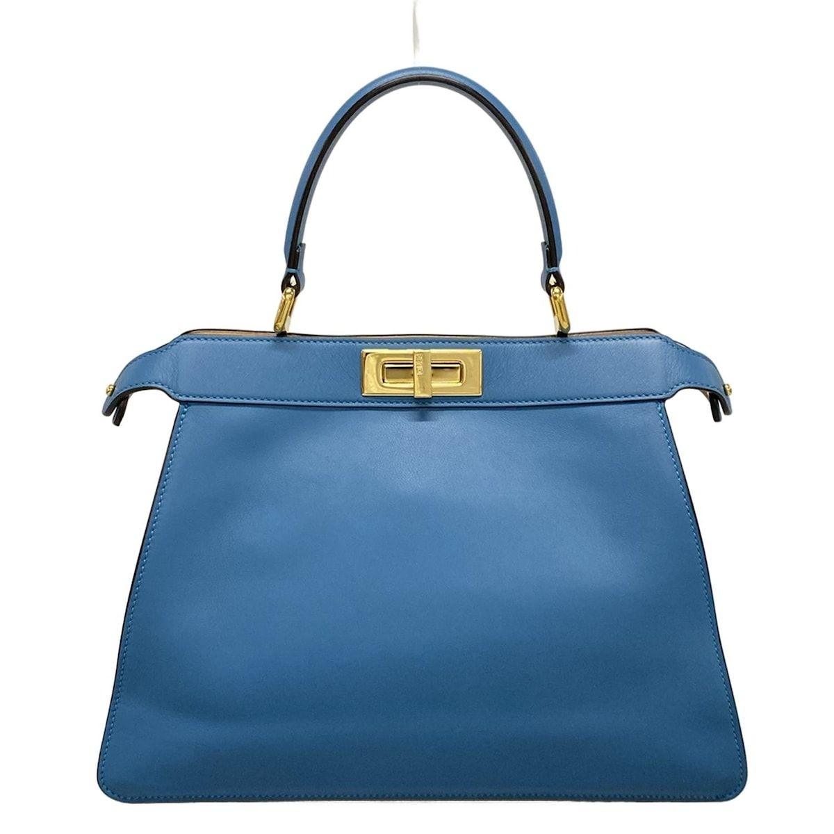 FENDI フェンディ ハンドバッグ ピーカブーアイシーユーミディアム 8BN321-A6V3 ライトブルー 内ポケット着脱可 レザー