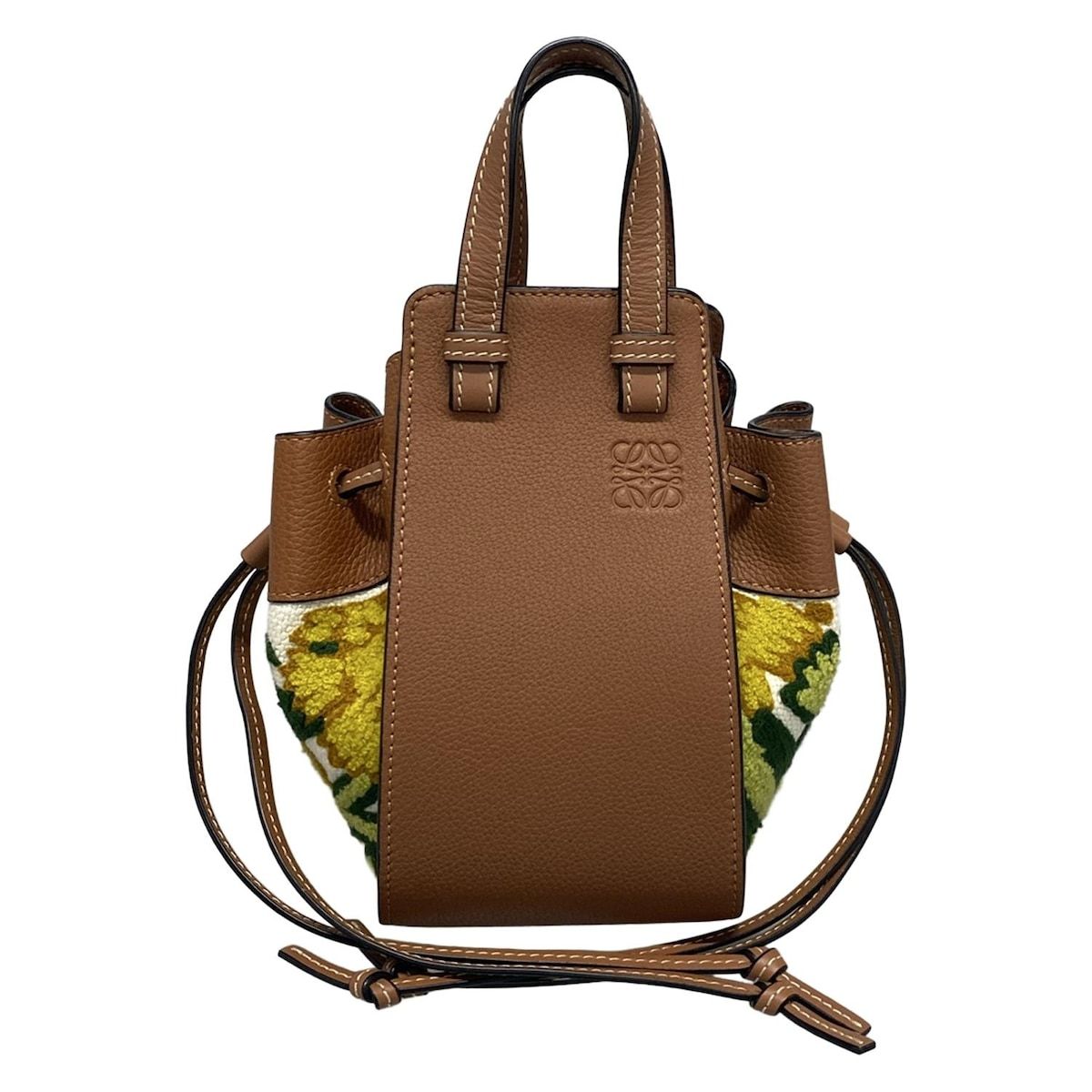 LOEWE ロエベ ハンドバッグ ハンモック ドローストリング フローラル ミニ バッグ 303.30.V07 ブラウン×ダークイエロー×マルチ