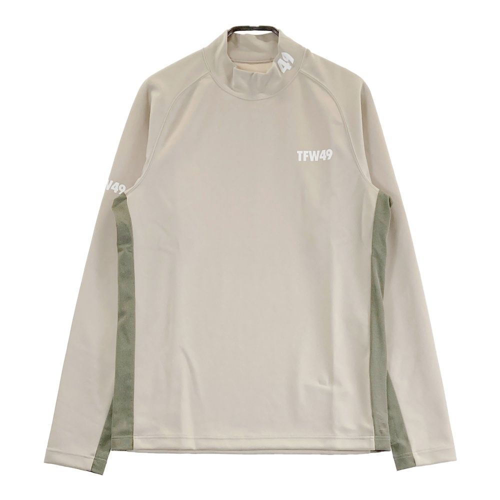 サイズ S TFW 49 ティーエフダブリューフォーティーナイン モデル ハイネック 長袖Tシャツ ロゴプリント ベージュ系 ゴルフウェア メンズ ストスト