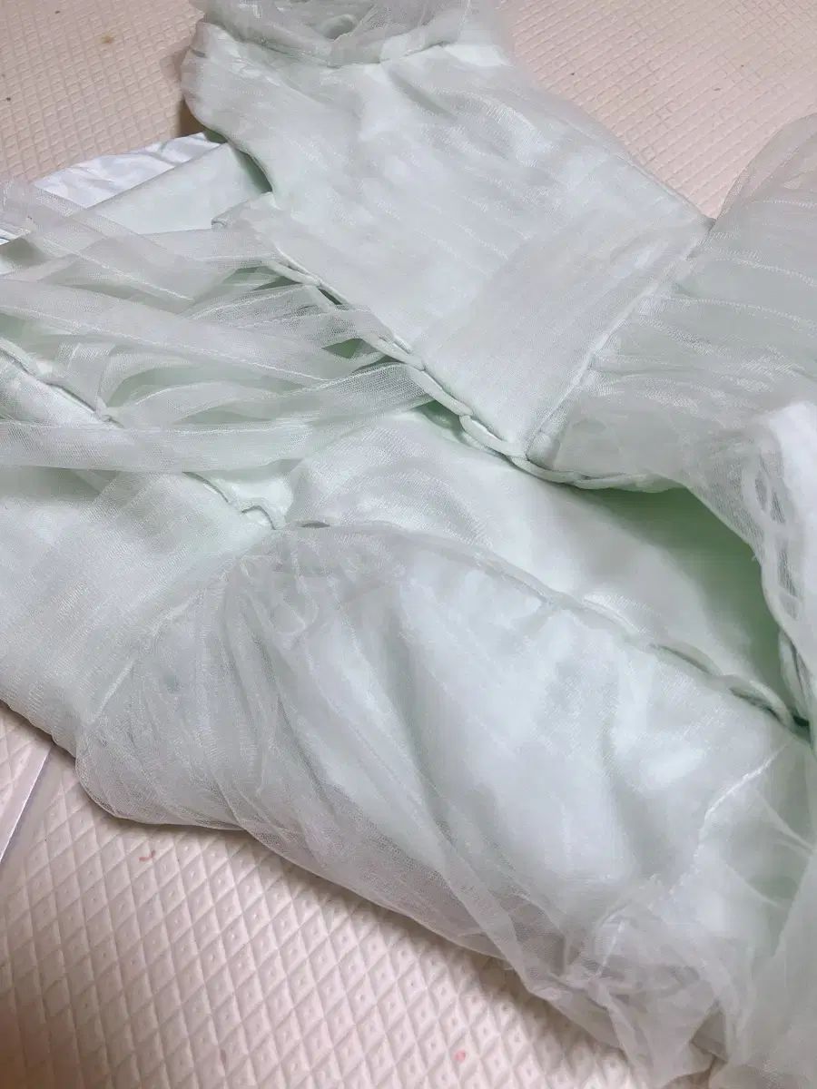 ウェディング撮影用ミント系ドレス ウェディング造花ブーケ