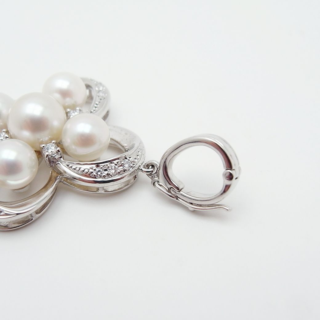 ミキモト アコヤ真珠 ダイヤモンド ペンダント 8.0〜6.5mm K18WG SAランク FORTGASGNV_COM_BR