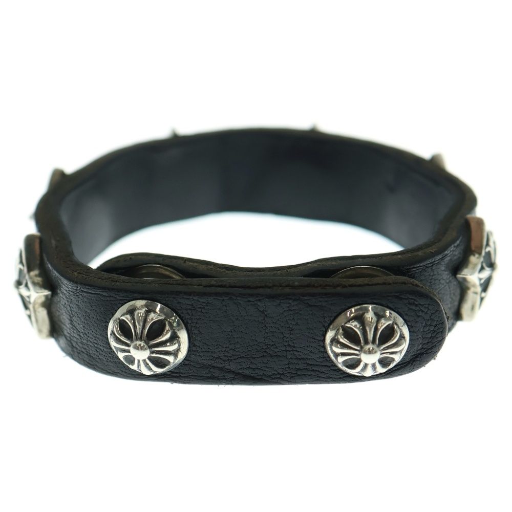CHROME HEARTS クロムハーツ 2SNP 2BTN STAR クロスボール 2ボタン 2スナップ スター レザーブレスレット シルバー ブラック
