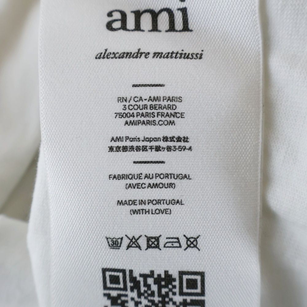  ami paris アミパリス de Coeur アミ ドゥ クール ハートロゴ刺繍 クルーネック ロングスリーブ 長袖Tシャツ カットソー ホワイト UTS 200.701 長袖 Tシャツ カットソー