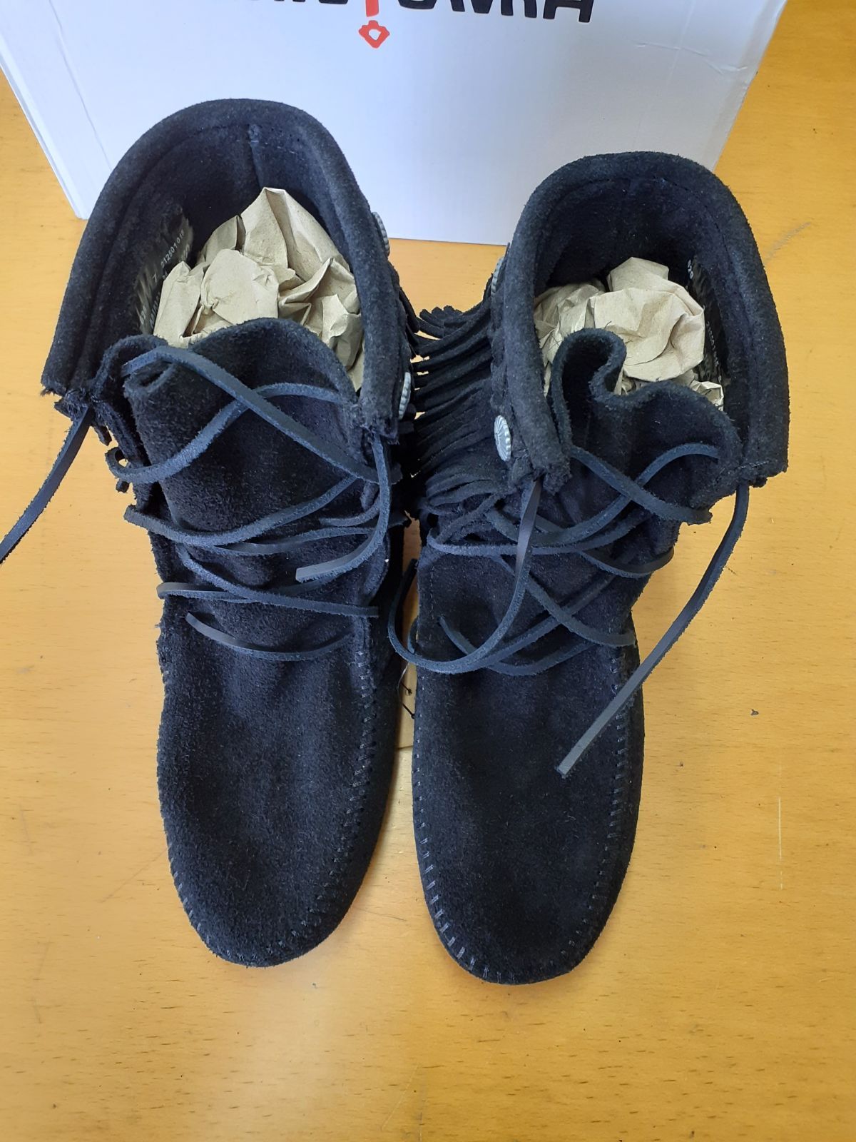  ミネトンカ DOUBLE FRINGE TRAMPER BOOT レディースブーツ I-612 ウエスタンブーツ ブーツ