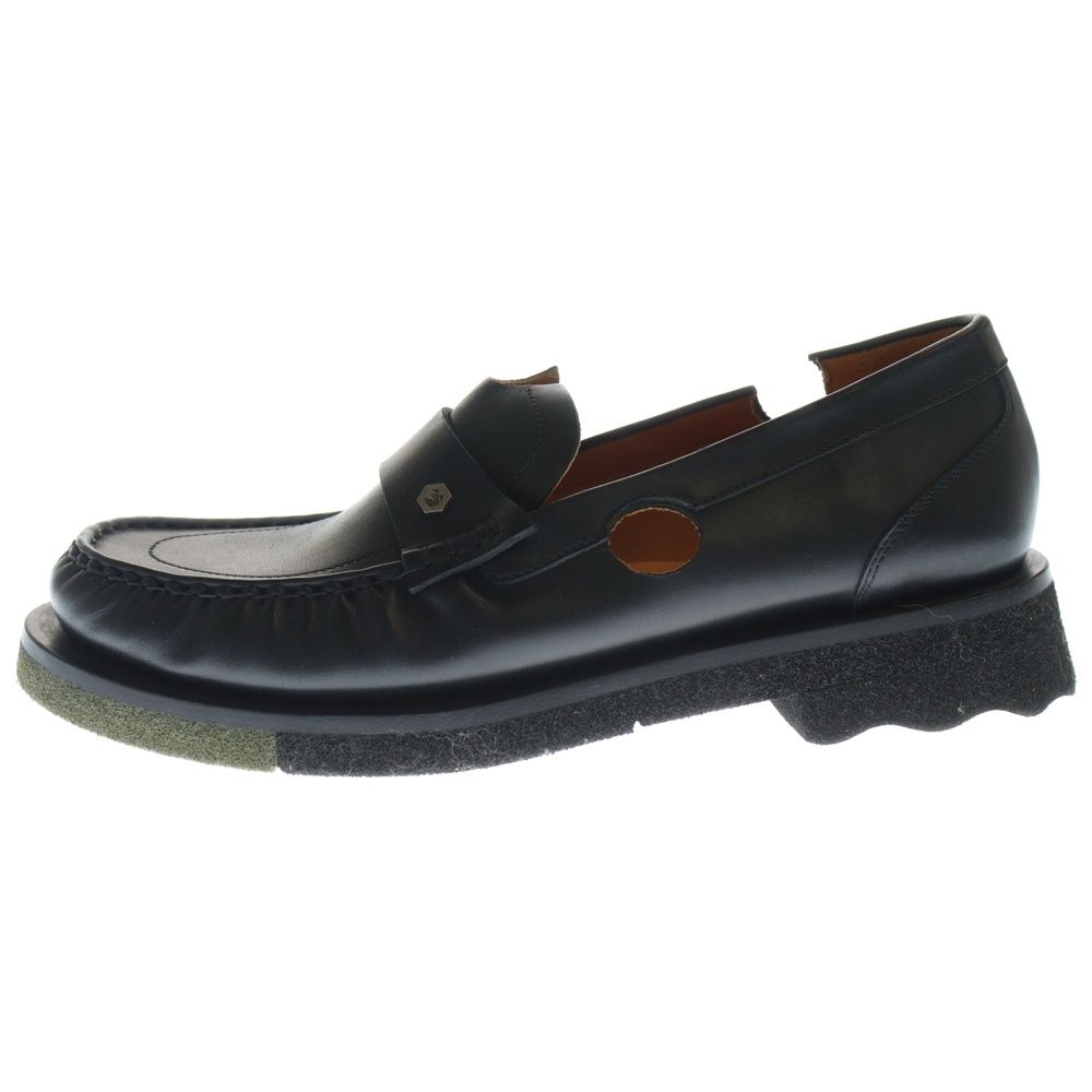 OFF-WHITE オフホワイト Sponge Meteor Loafers スポンジソール レザー コインローファー ブラック OMIF012S22LEA0011063