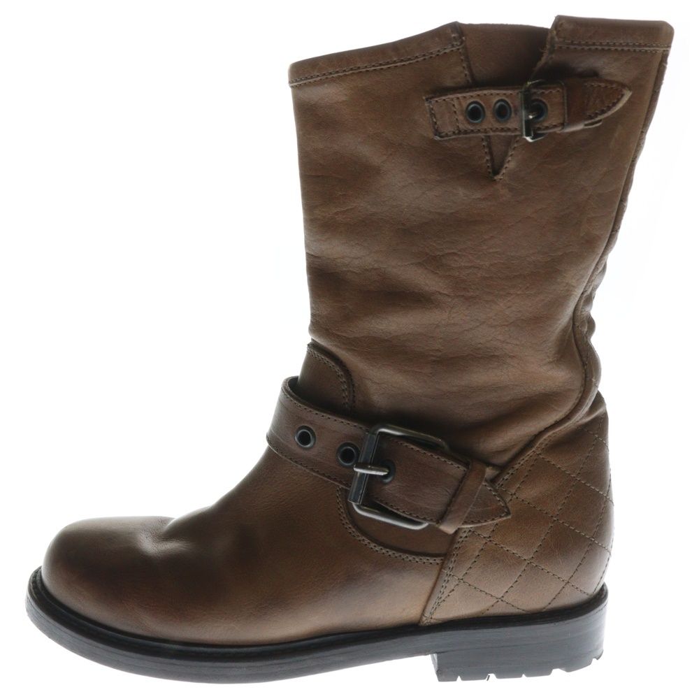 BUTTERO ブッテロ ベルトストラップ レザー エンジニアブーツ ブラウン レディース B3704