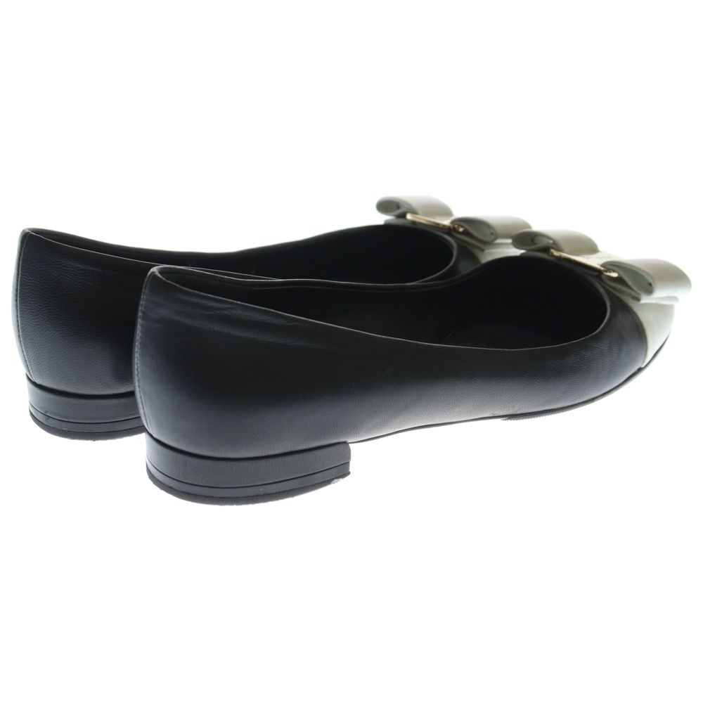  FERRAGAMO フェラガモ ヴァラリボン ロゴプレート レザー フラット パンプス シューズ ブラック ホワイト レディース ハイヒール パンプス パンプス