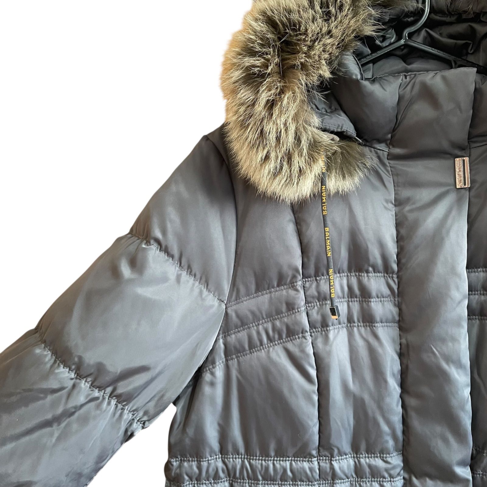 Z1578 BALMAIN バルマン 3way ダウンコート ブルーフォックス 裏地総柄