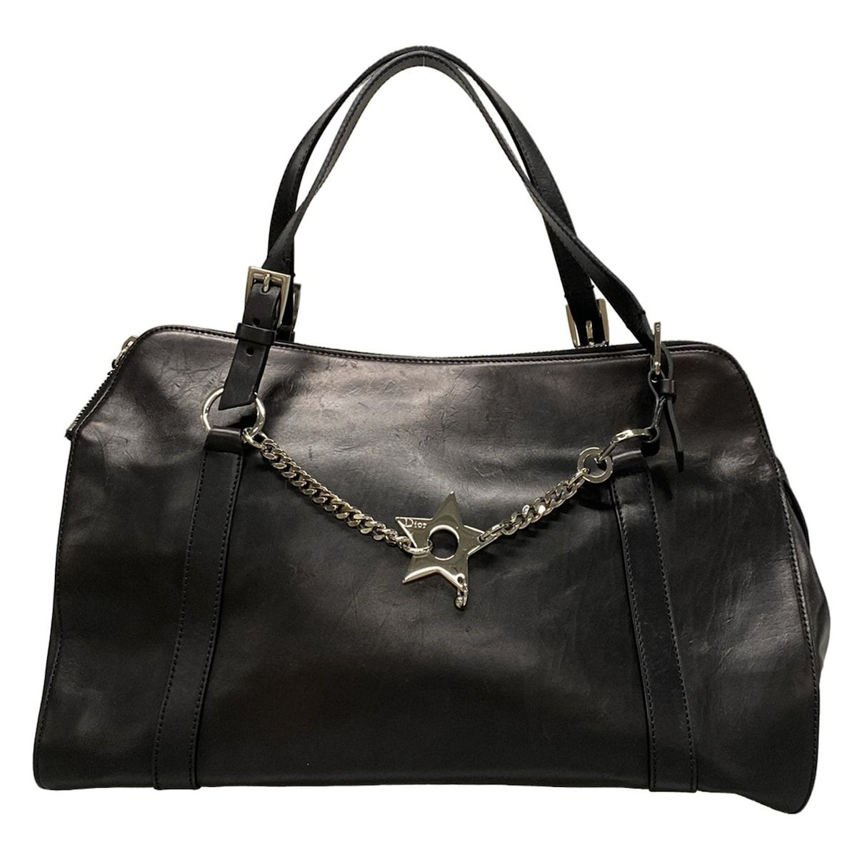 DIOR ChristianDior ディオール クリスチャンディオール ハンドバッグ - 黒 スター レザー